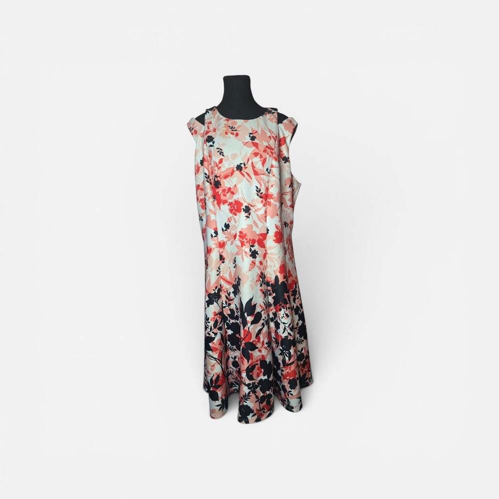 Roz & Ali Women's Floral Print Sleeveless Fit and Flare Cut-Out Shoulder Midi Dr